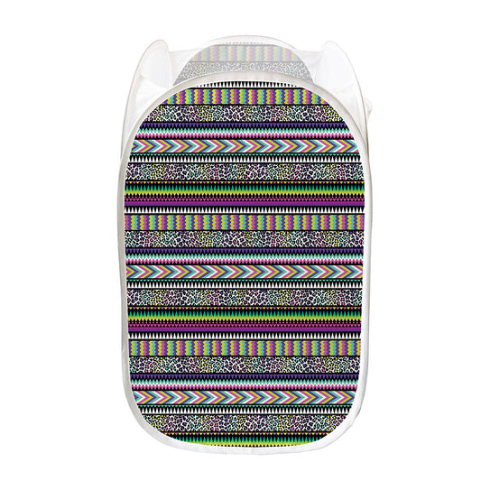 Colorful Leopard Navajo Tribal Print Mesh Laundry Hamper