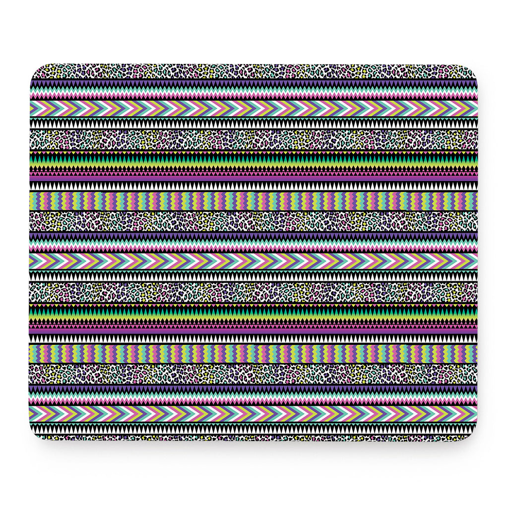 Colorful Leopard Navajo Tribal Print Mouse Pad