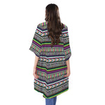 Colorful Leopard Navajo Tribal Print Open Front Beach Cover Up