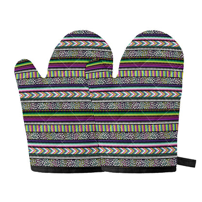 Colorful Leopard Navajo Tribal Print Oven Mitts