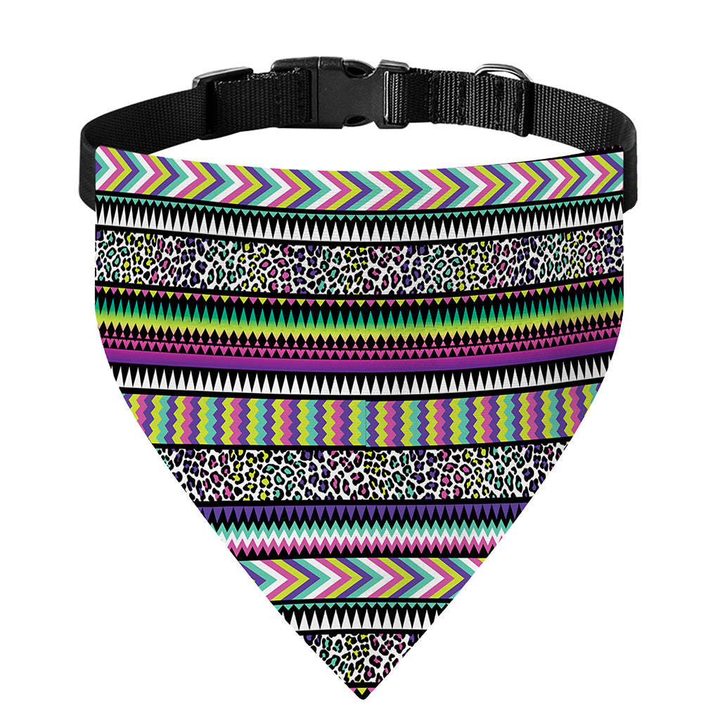 Colorful Leopard Navajo Tribal Print Over The Collar Dog Bandana