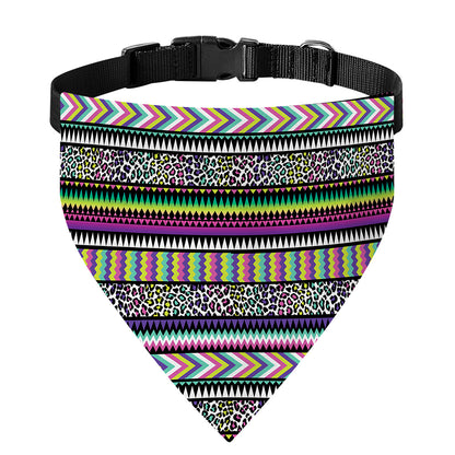 Colorful Leopard Navajo Tribal Print Over The Collar Dog Bandana