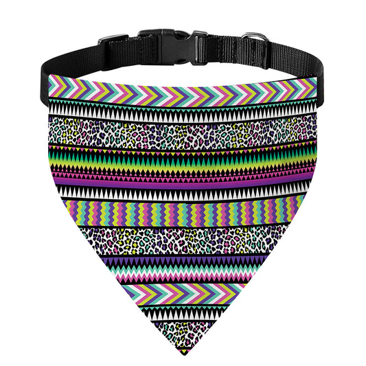 Colorful Leopard Navajo Tribal Print Over The Collar Dog Bandana