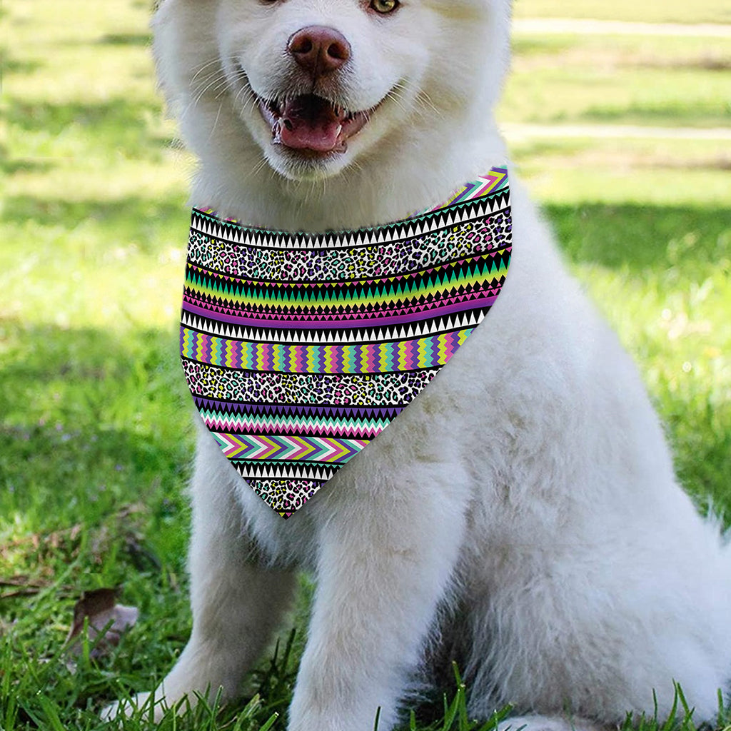 Colorful Leopard Navajo Tribal Print Over The Collar Dog Bandana