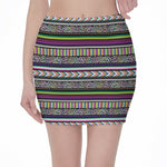 Colorful Leopard Navajo Tribal Print Pencil Mini Skirt