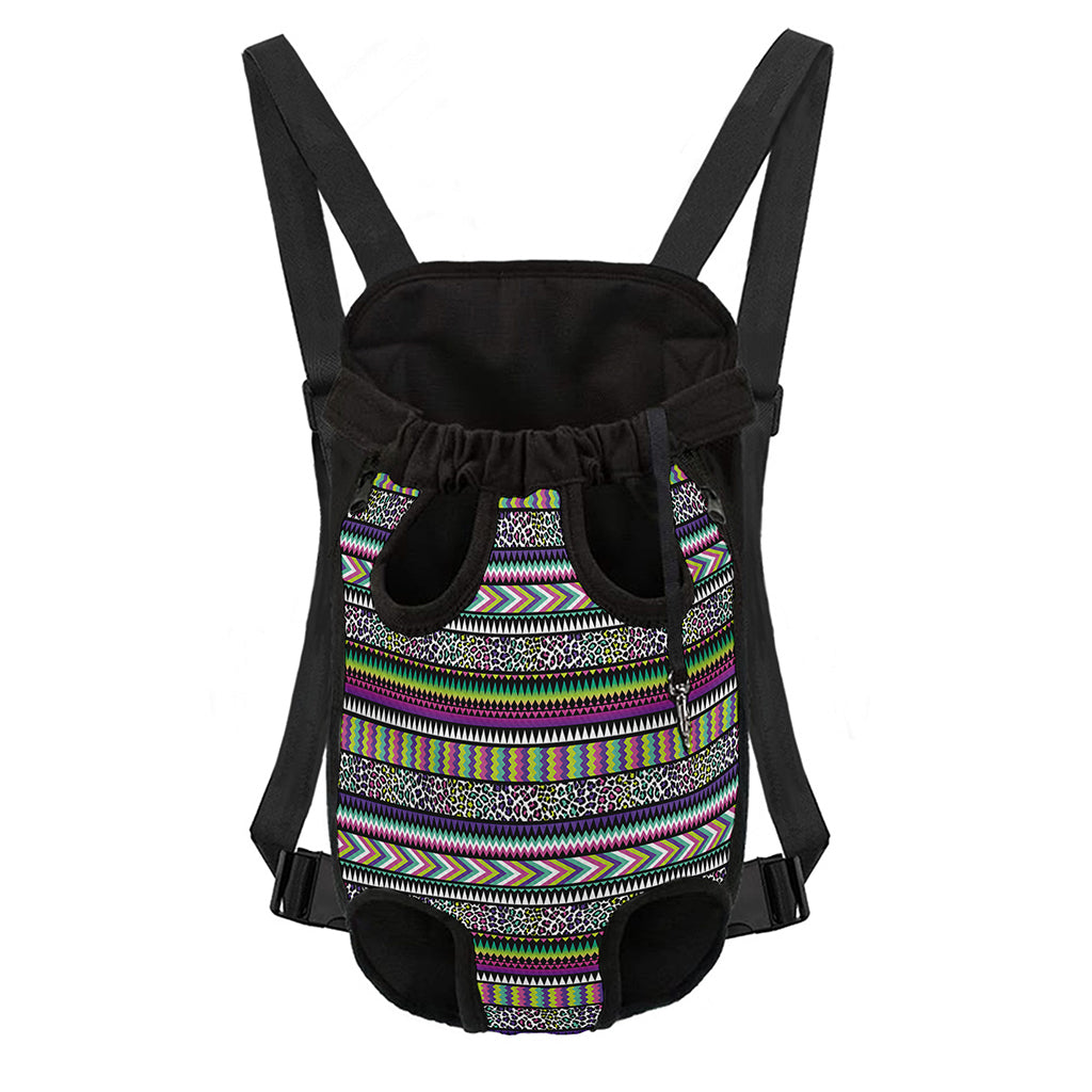 Colorful Leopard Navajo Tribal Print Pet Carrier Backpack