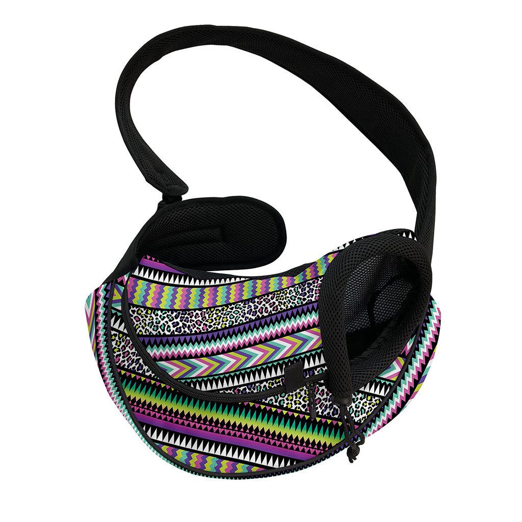 Colorful Leopard Navajo Tribal Print Pet Sling Carrier