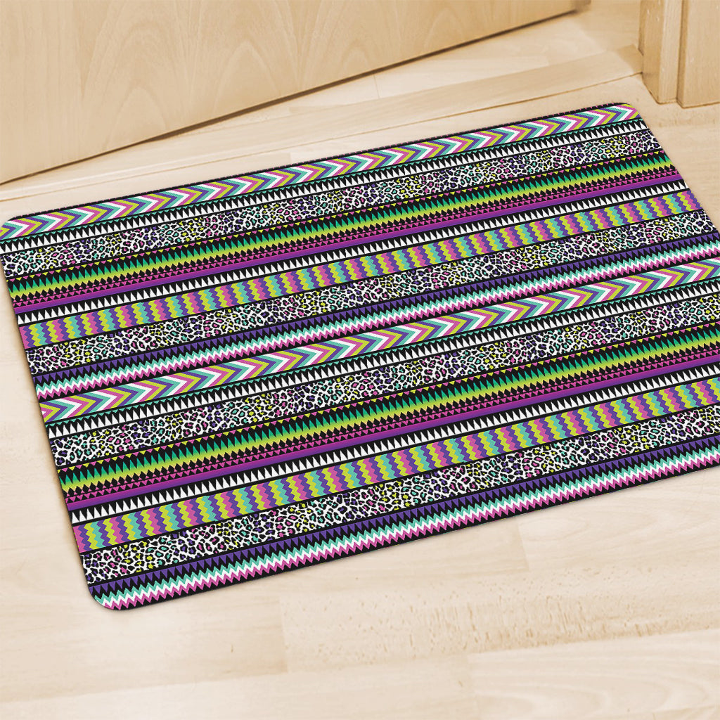 Colorful Leopard Navajo Tribal Print Polyester Doormat