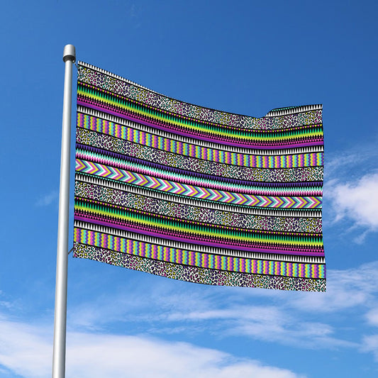 Colorful Leopard Navajo Tribal Print Polyester Flag