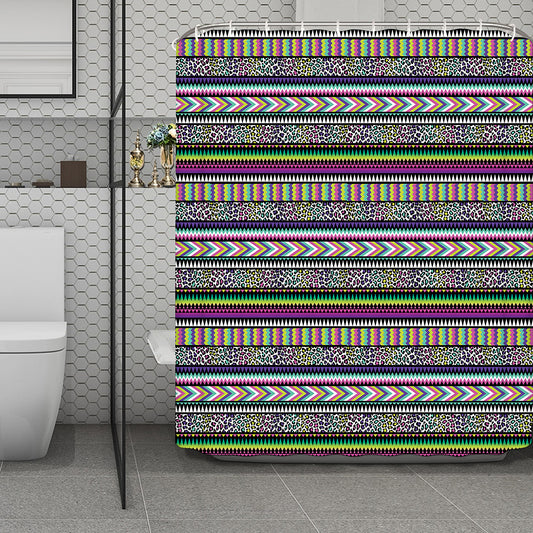 Colorful Leopard Navajo Tribal Print Polyester Shower Curtain