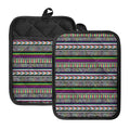 Colorful Leopard Navajo Tribal Print Pot Holders With Pocket