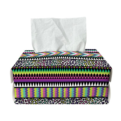 Colorful Leopard Navajo Tribal Print Rectangle Tissue Box Cover
