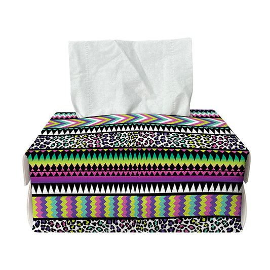 Colorful Leopard Navajo Tribal Print Rectangle Tissue Box Cover