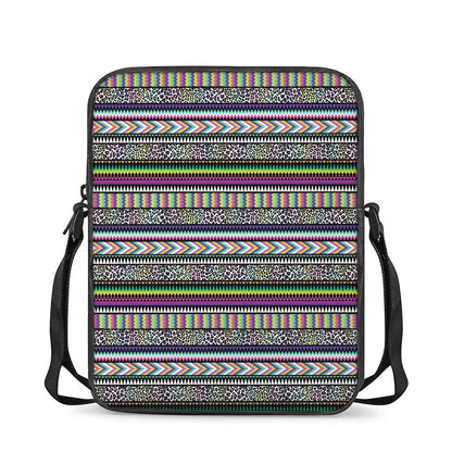 Colorful Leopard Navajo Tribal Print Rectangular Crossbody Bag