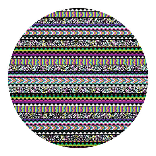 Colorful Leopard Navajo Tribal Print Round Blanket