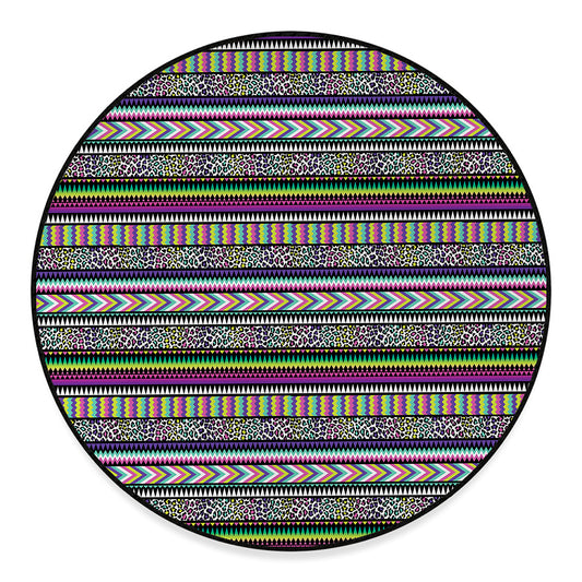 Colorful Leopard Navajo Tribal Print Round Floor Mat