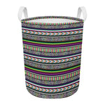 Colorful Leopard Navajo Tribal Print Round Laundry Basket