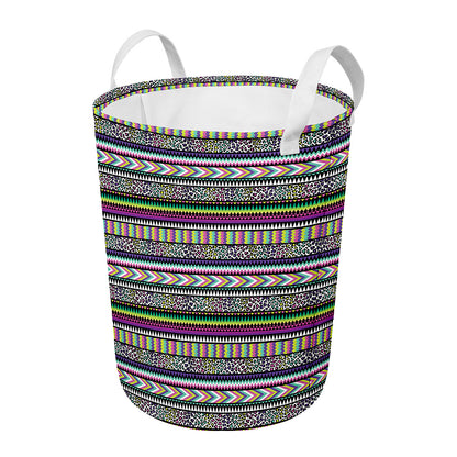 Colorful Leopard Navajo Tribal Print Round Laundry Basket