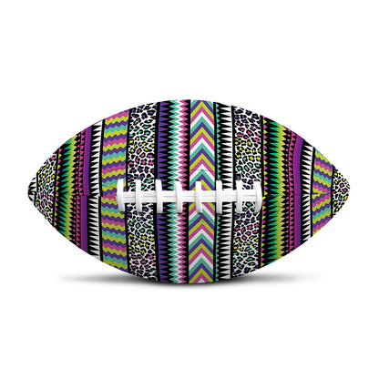 Colorful Leopard Navajo Tribal Print Rugby Ball
