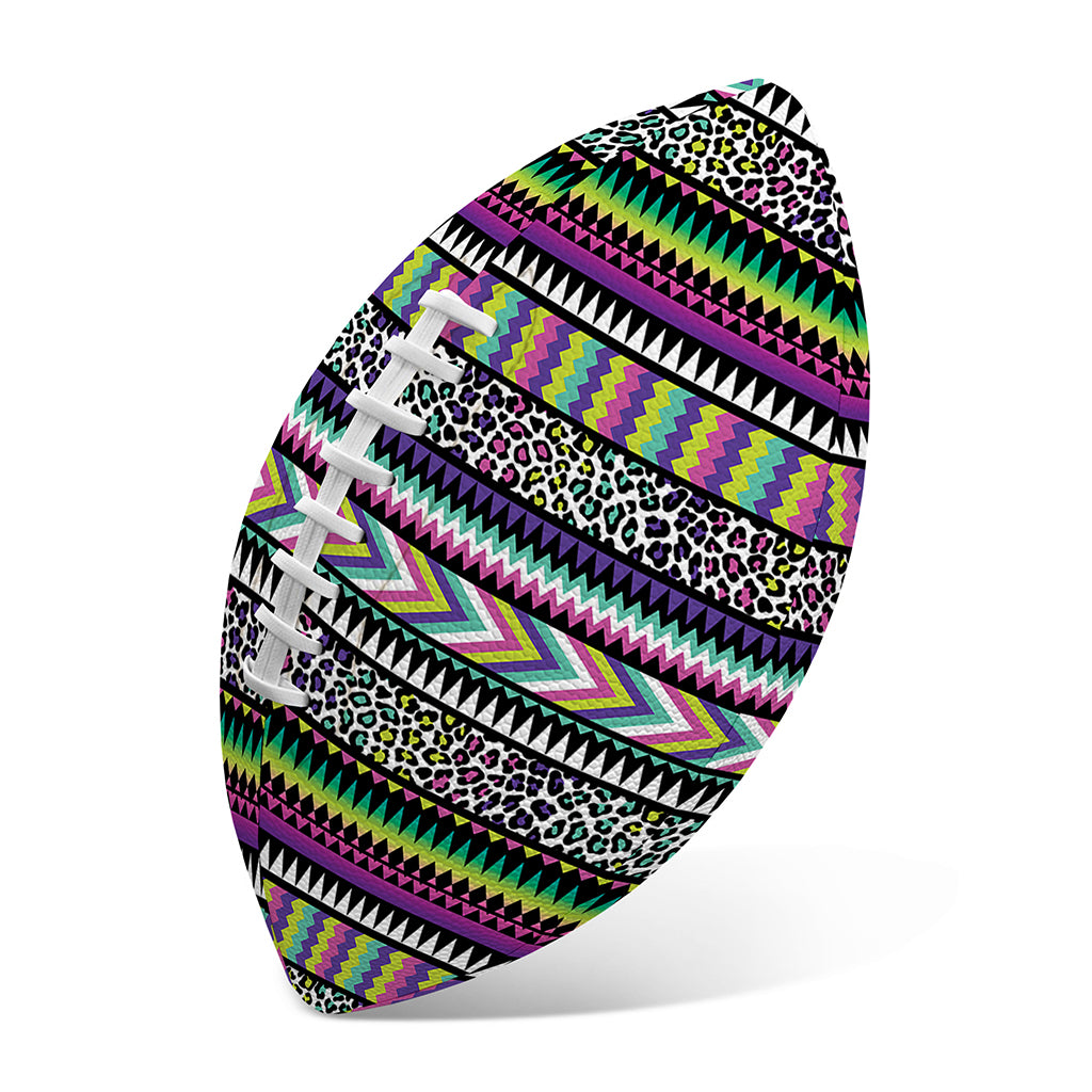 Colorful Leopard Navajo Tribal Print Rugby Ball