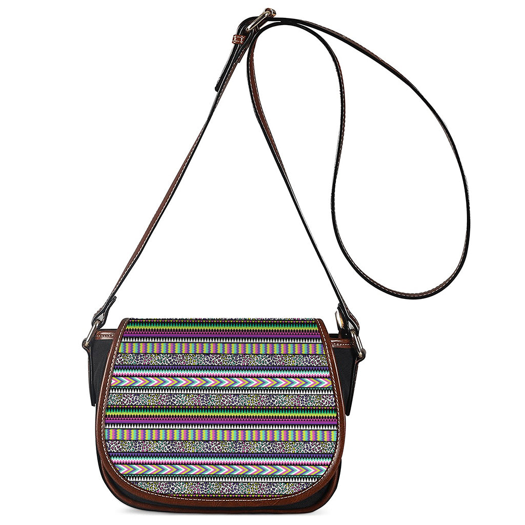 Colorful Leopard Navajo Tribal Print Saddle Bag