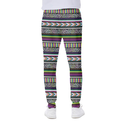 Colorful Leopard Navajo Tribal Print Scuba Joggers