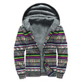 Colorful Leopard Navajo Tribal Print Sherpa Lined Zip Up Hoodie