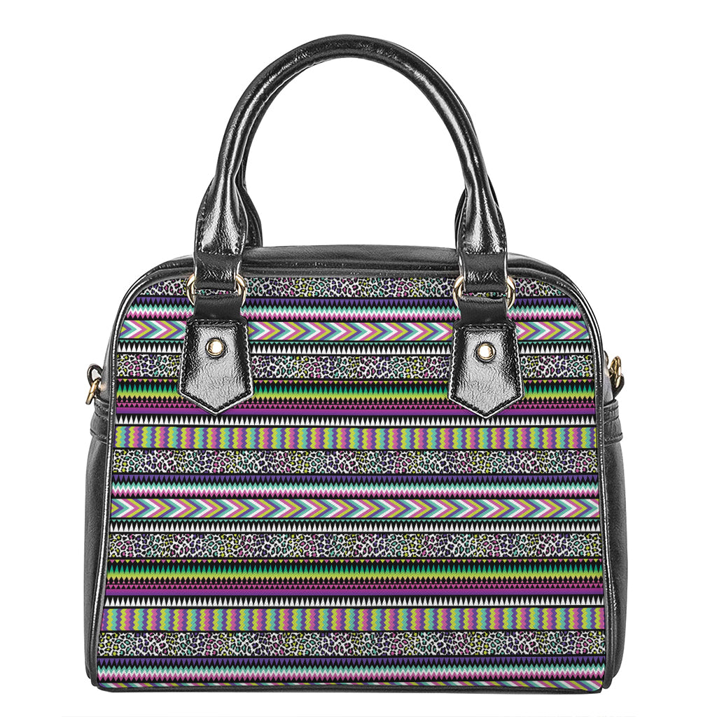 Colorful Leopard Navajo Tribal Print Shoulder Handbag
