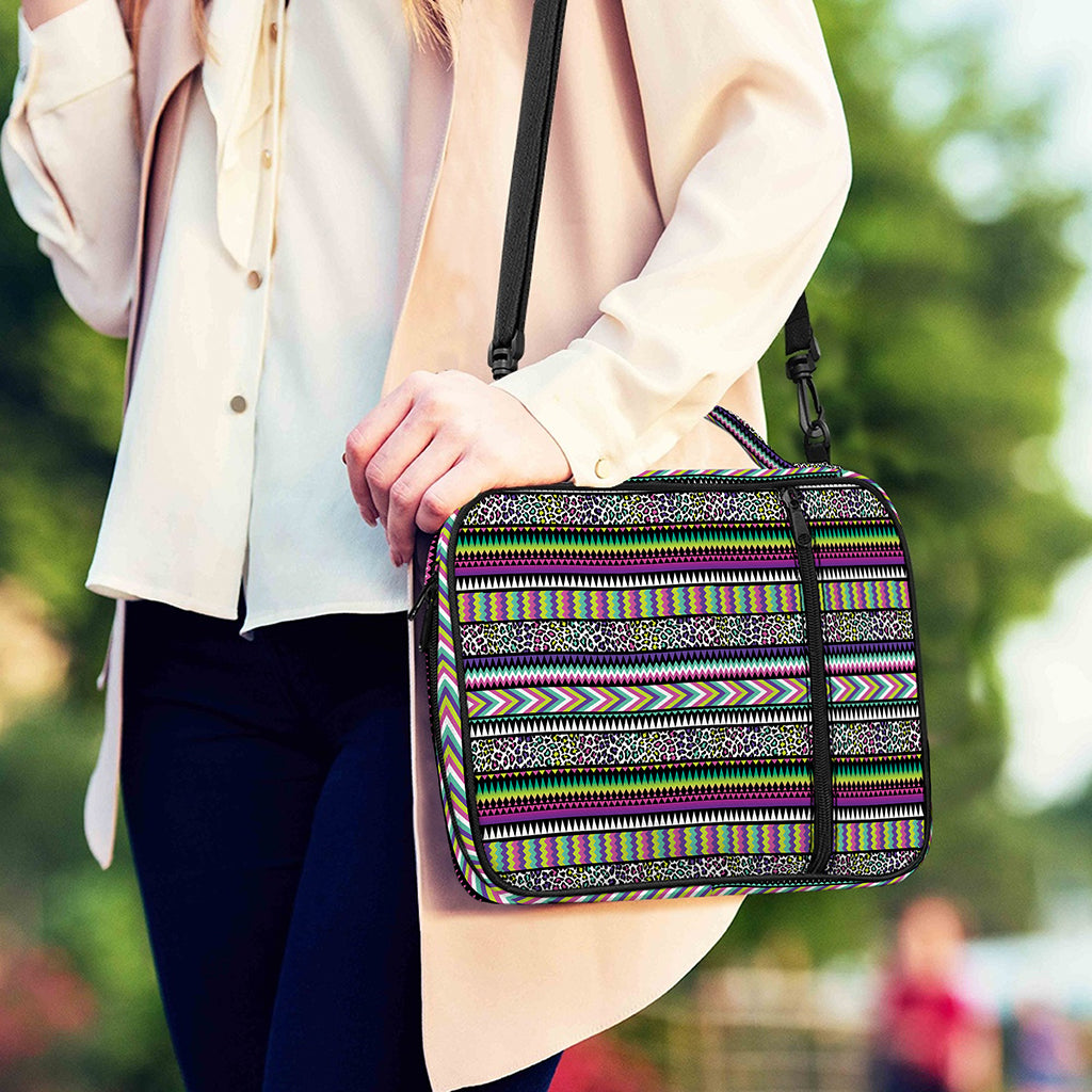 Colorful Leopard Navajo Tribal Print Shoulder Strap Bible Bag