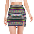 Colorful Leopard Navajo Tribal Print Side Slit Mini Skirt