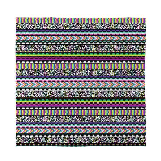 Colorful Leopard Navajo Tribal Print Silk Bandana