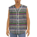 Colorful Leopard Navajo Tribal Print Sleeveless Baseball Jersey