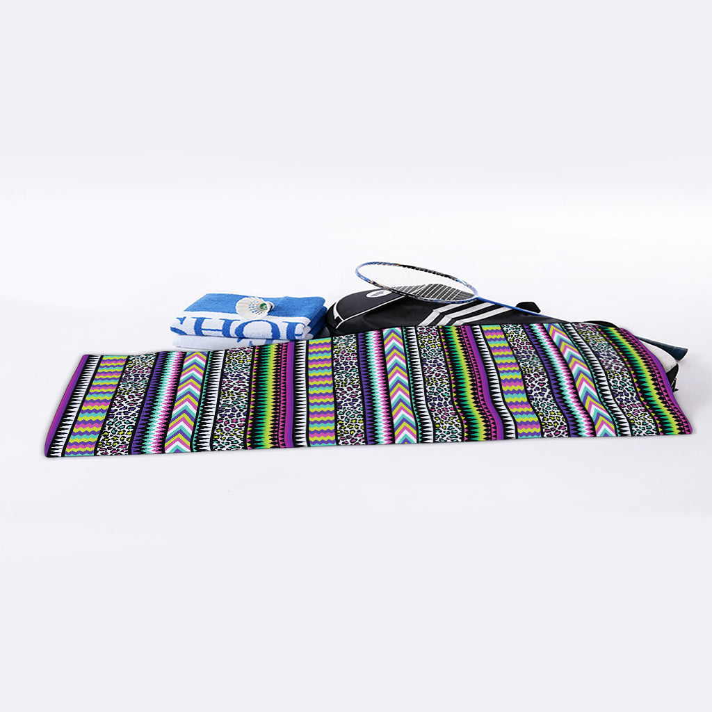 Colorful Leopard Navajo Tribal Print Sports Towel