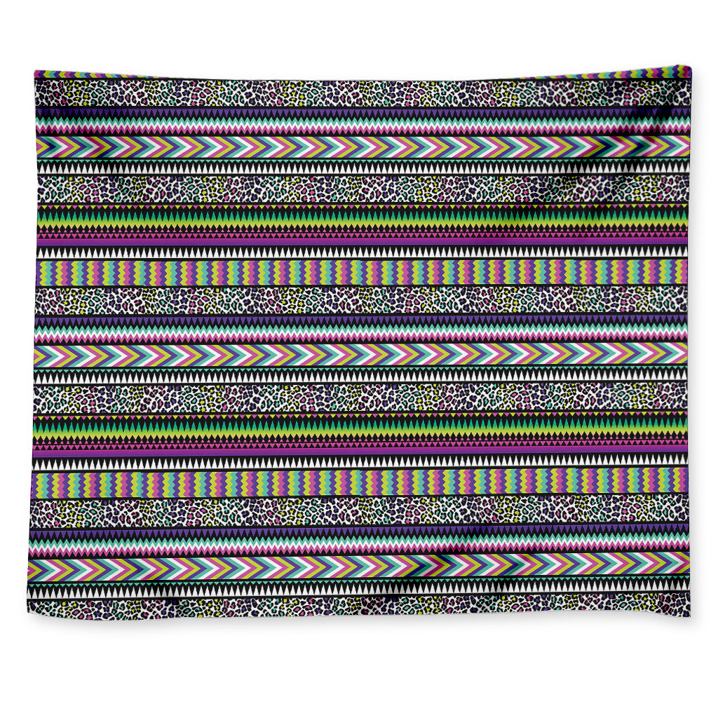 Colorful Leopard Navajo Tribal Print Tapestry