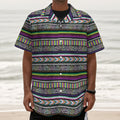 Colorful Leopard Navajo Tribal Print Textured Short Sleeve Shirt