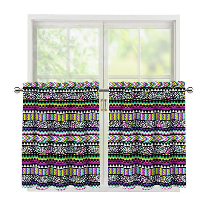 Colorful Leopard Navajo Tribal Print Tier Curtains