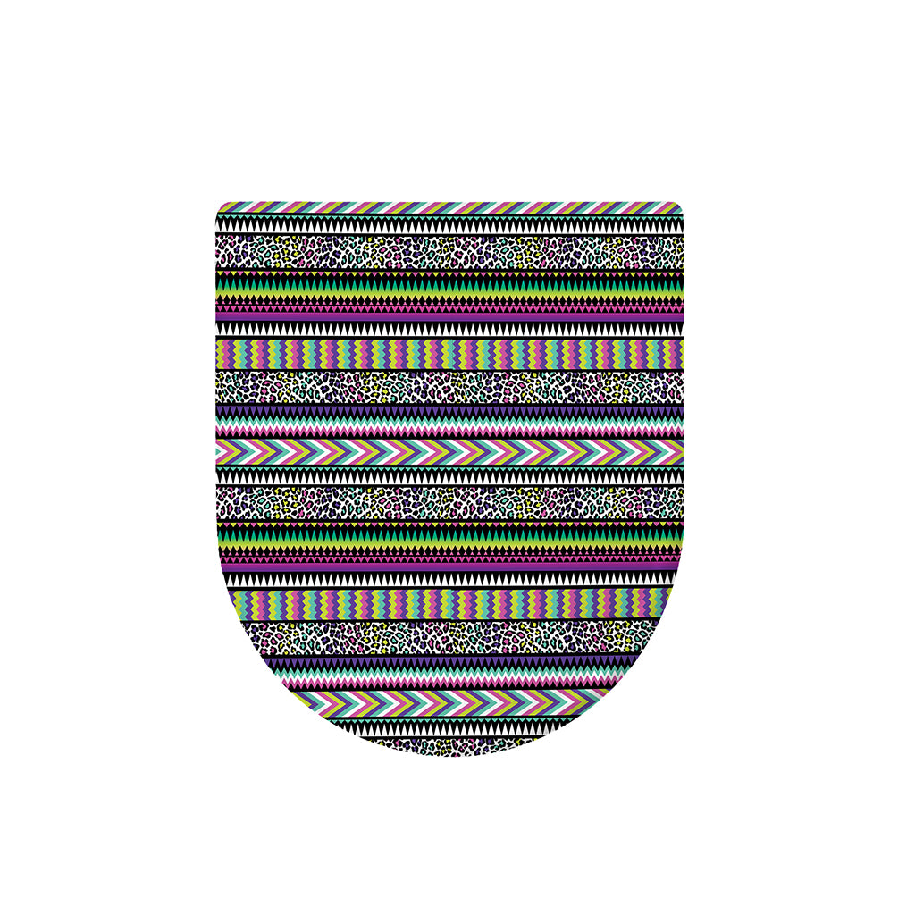 Colorful Leopard Navajo Tribal Print Toilet Lid Cover