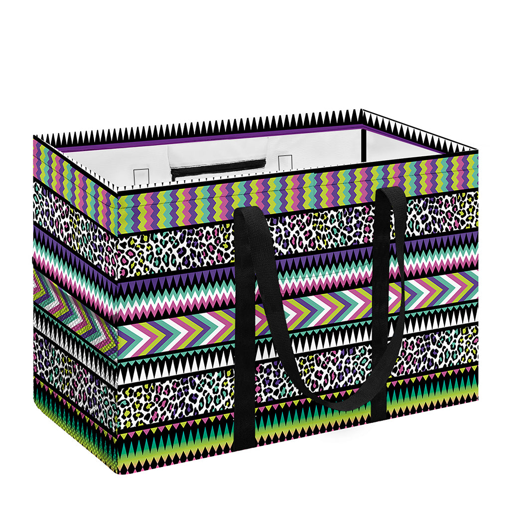 Colorful Leopard Navajo Tribal Print Utility Tote Bag