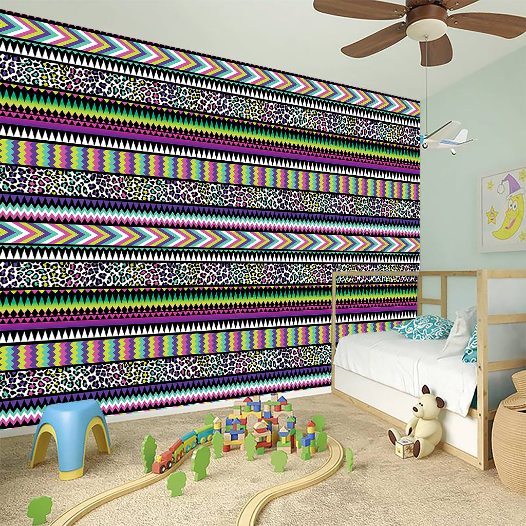 Colorful Leopard Navajo Tribal Print Wall Sticker