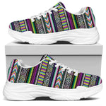 Colorful Leopard Navajo Tribal Print White Chunky Shoes