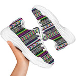 Colorful Leopard Navajo Tribal Print White Chunky Shoes