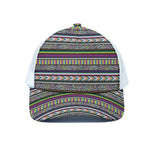 Colorful Leopard Navajo Tribal Print White Mesh Trucker Cap