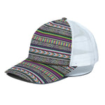 Colorful Leopard Navajo Tribal Print White Mesh Trucker Cap