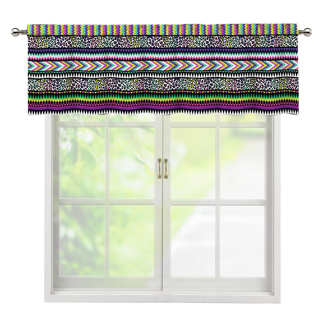 Colorful Leopard Navajo Tribal Print Window Valance