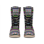 Colorful Leopard Navajo Tribal Print Winter Boots
