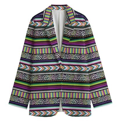 Colorful Leopard Navajo Tribal Print Women's Blazer