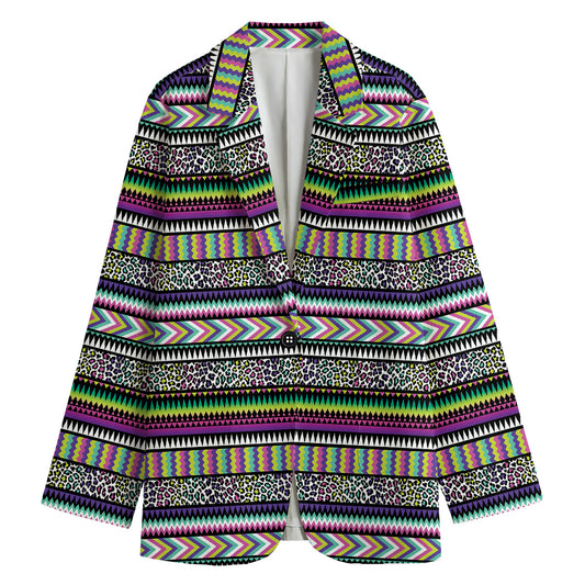 Colorful Leopard Navajo Tribal Print Women's Blazer