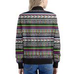 Colorful Leopard Navajo Tribal Print Women's Bomber Jacket