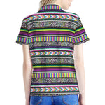 Colorful Leopard Navajo Tribal Print Women's Polo Shirt