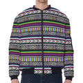 Colorful Leopard Navajo Tribal Print Zip Sleeve Bomber Jacket